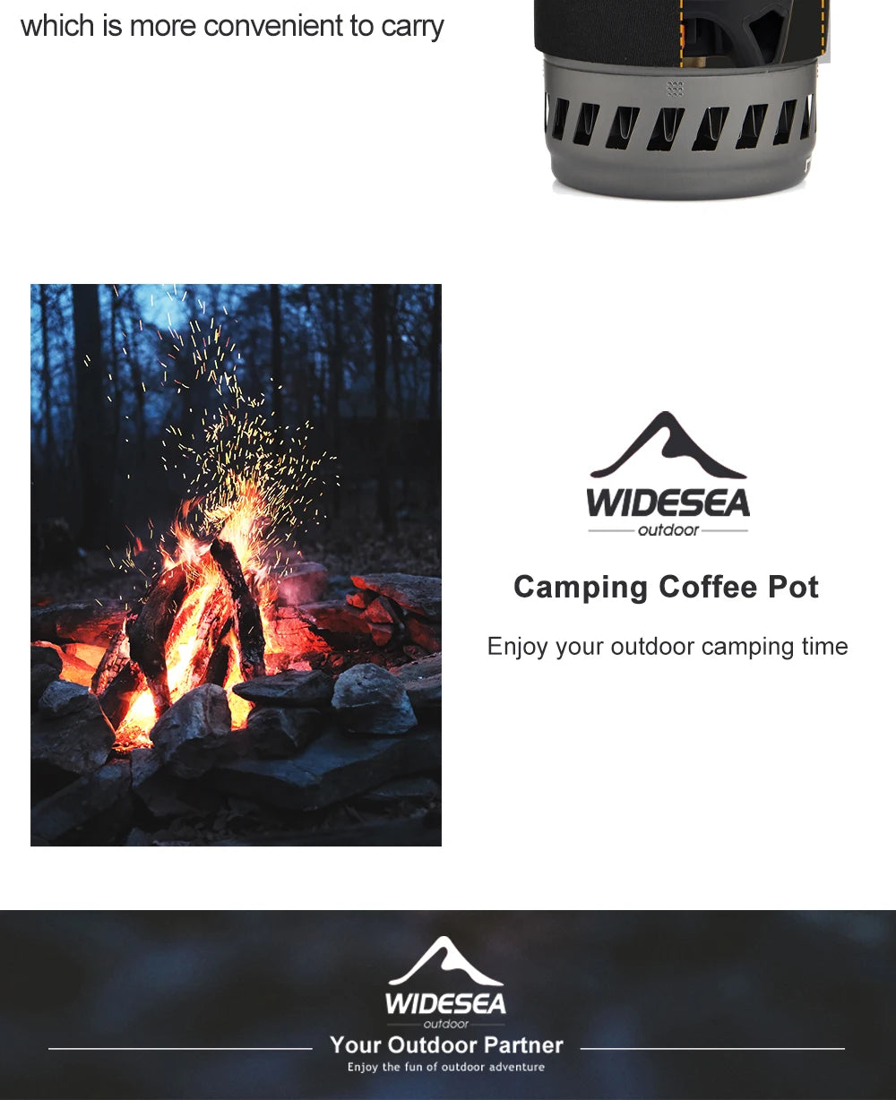 Widesea Camping Cooking System – Gas Stove Burner with Heat Exchanger, Coffee Pot & Cookware for Outdoor Tourism