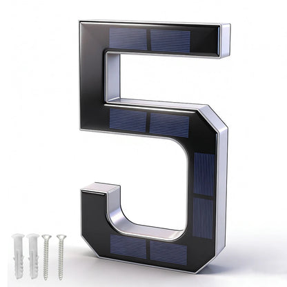 12CM Solar House Number Light - LED Outdoor Address Sign with Light Sensor for Home & Doorway