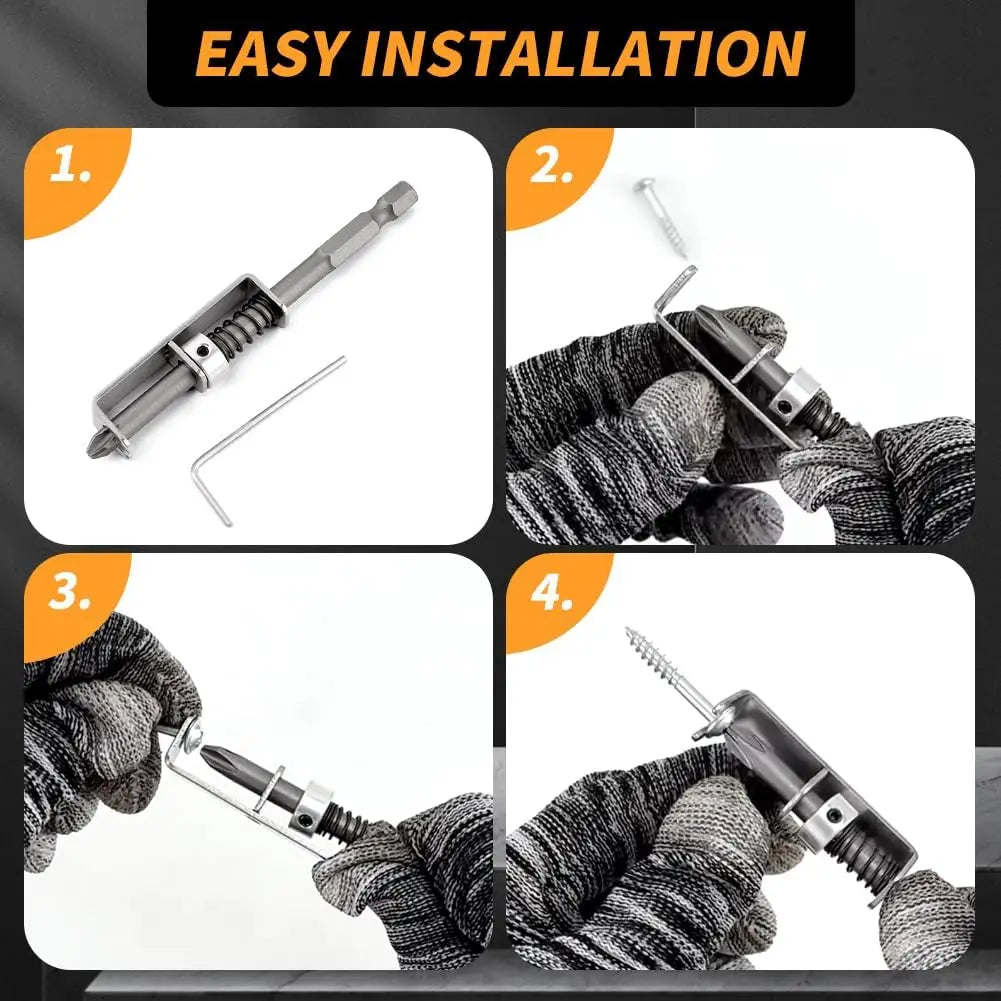 Spring-Loaded Screw Holder Set – Anti-Drop Drill Bit Clamp for Phillips Screwdriver Bits, Secure Fastening & Precision Repair Tool