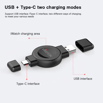 2-in-1 Magnetic Wireless Watch Charger – Fast Charging Dock for Apple Watch 9–3 & Samsung Galaxy Watch 6/5/4/3/Active Series Stand Accessory