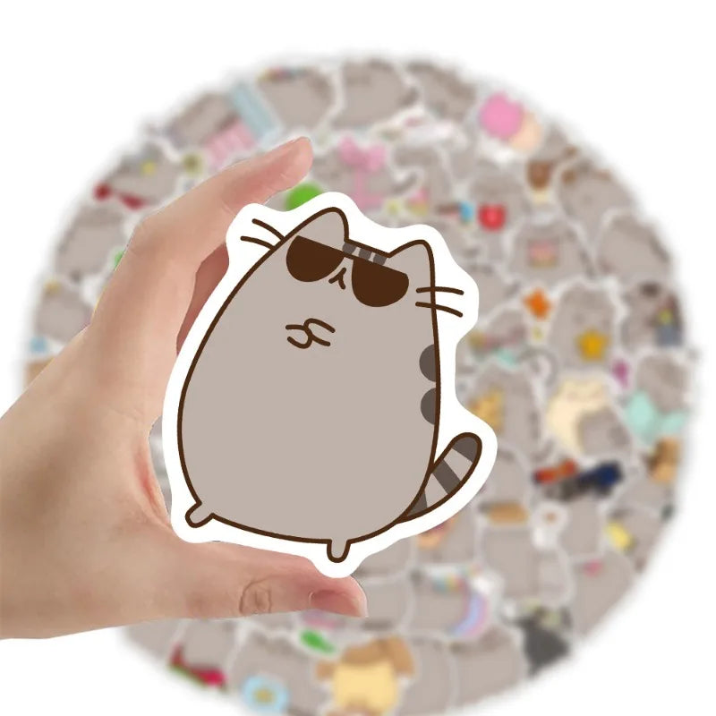 100-Piece Cute Pusheen Cartoon Stickers - Creative Doodle Stickers for Journals, Laptops, Scrapbooks, and DIY Crafts