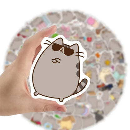 100-Piece Cute Pusheen Cartoon Stickers - Creative Doodle Stickers for Journals, Laptops, Scrapbooks, and DIY Crafts