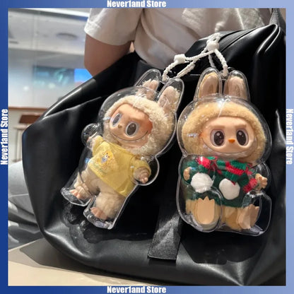 Labubu Transparent Protective Cover – Stuffed Toy Display Bag, Mini Portable Storage Box for Labubu I & II Dolls