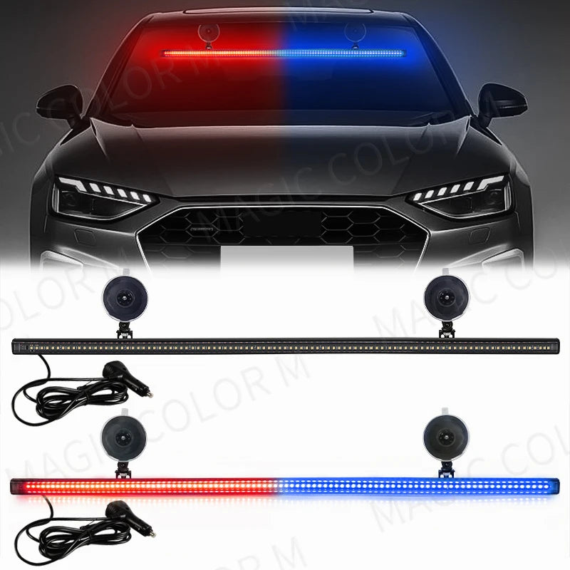 96 LED Emergency Strobe Light Bar - Flash Warning Lamp with 3030 Beads for Windshield, Available in Red, Blue, Amber, White, Green