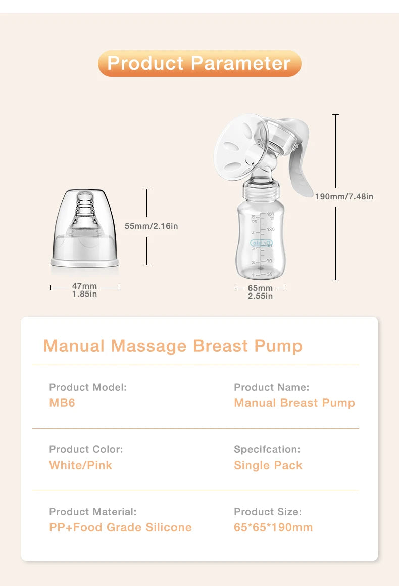 Dr.Isla Manual Breast Pump – BPA-Free Baby Nipple Suction Milk Feeding Bottle for Postpartum Care