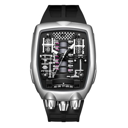 Alien Y2K Transparent Quartz Watch - Creative Hollow Case Design Fashion Men's Wristwatch with Unique Retro Style