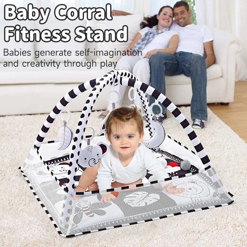 Baby Play Gym Mat — Activity Play Mat with Rack for Newborns & Toddlers 0–36 Months, Tummy Time, Crawling & Play Blanket Toys