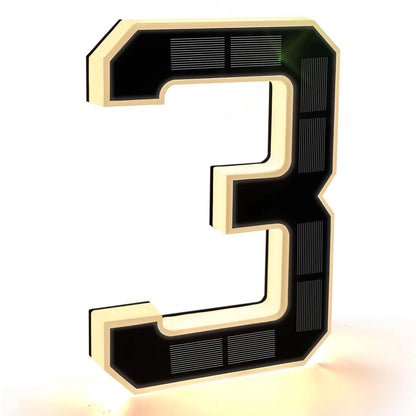 Solar House Number Light - Modern LED Address Sign with Light Sensor for Outdoor Use