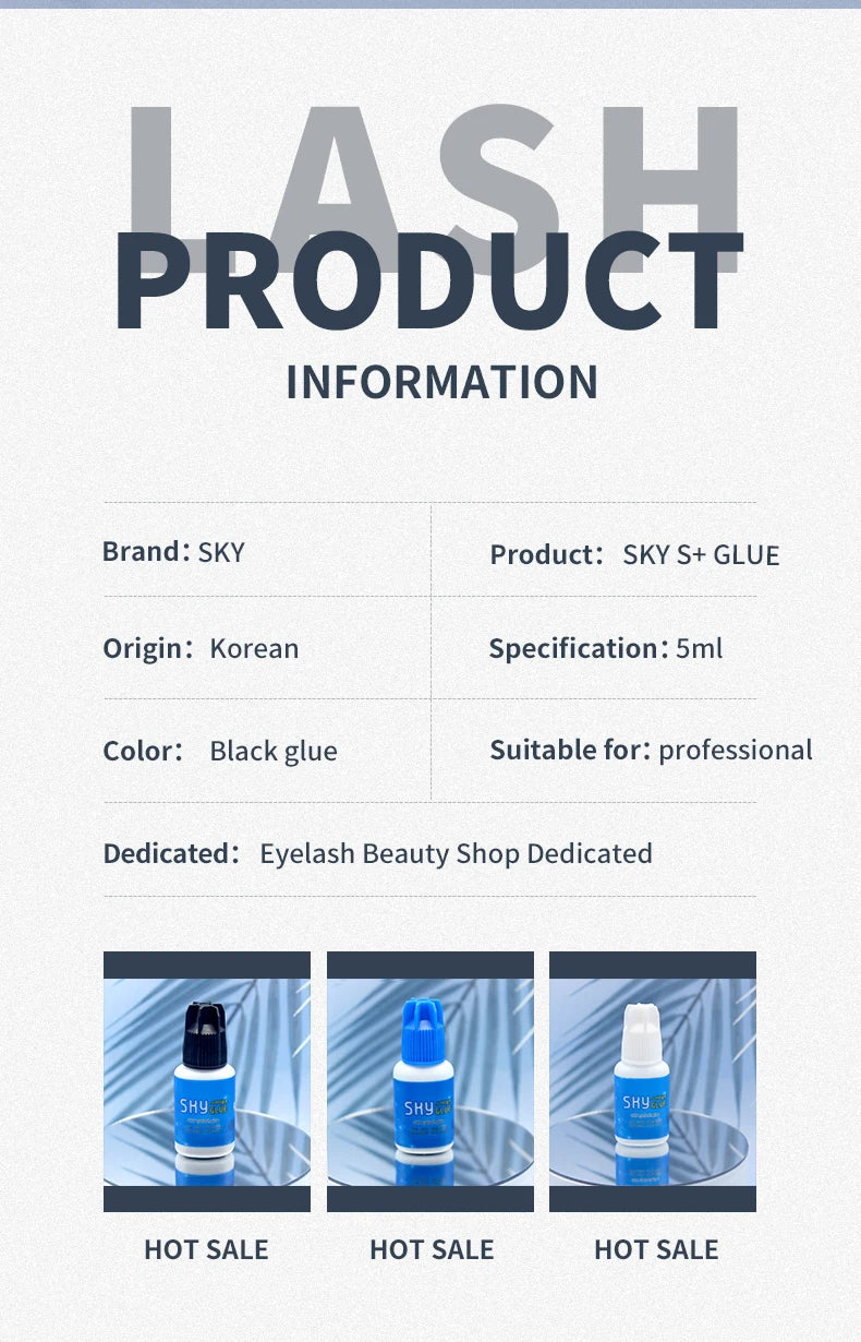 Sky Glue Eyelash Extension Adhesive 5ml – Fast-Drying 0.5s False Lash Glue with Makeup Bag