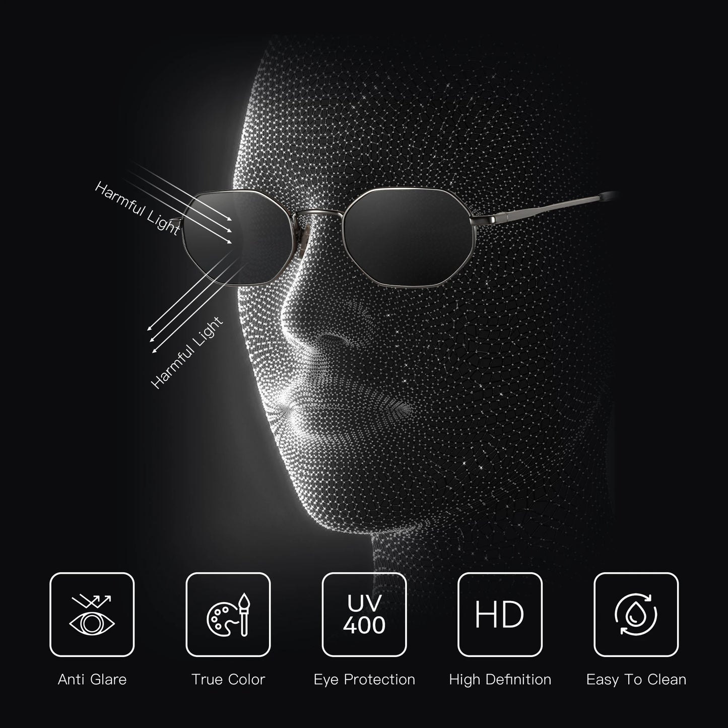 ZENOTTIC Retro Small Polygon Polarized Sunglasses — Metal UV400 Anti-Glare Shades for Men & Women, Driving & Outdoor Eyewear