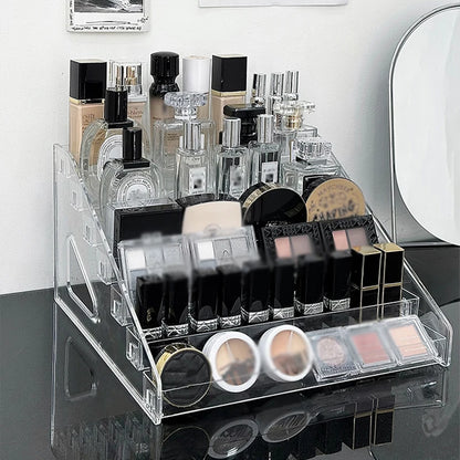 Transparent Display Stand and Storage Rack | Cosmetic Organizer Tray for Nail Polish, Toys, and Stepped Lipstick | Desk Storage