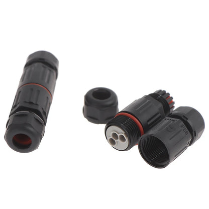 IP68 Waterproof Outdoor 2/3 Pin Electrical Plug Connector – Industrial Quick Screw Wire Cable Socket Straight Connection