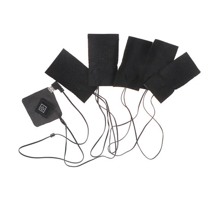 USB Electric Heated Jacket Pad Set - 5-Sheet Thermal Warm Heating Vest Pads for DIY Outdoor Winter Clothing