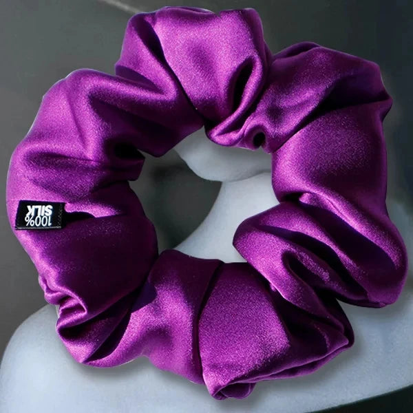 100% Mulberry Silk Hair Scrunchies – 19 Momme Elastic Hair Ties for Women & Girls, Large Soft Ponytail Holders Luxury Hair Accessories