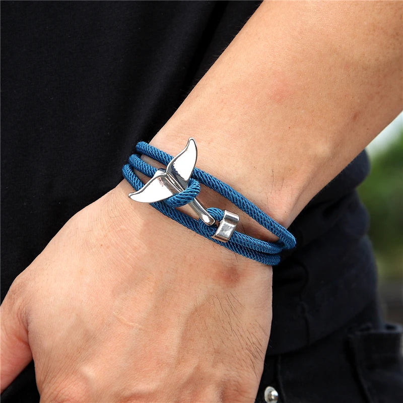 Whale Tail Anchor Bracelet - Adjustable Ocean Style Rope Couple Friendship Jewelry