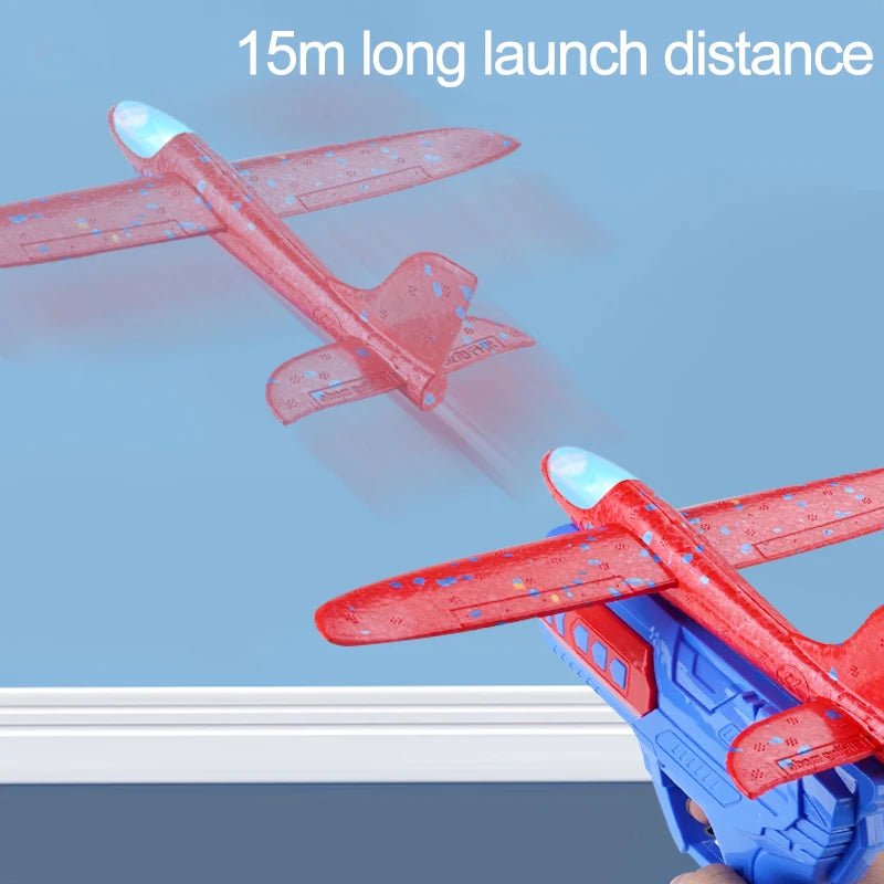Outdoor Catapult Gun Toy for Children - Foam Plane Launcher with 15M Range - Airplane Shooting Roundabout Sports Toy - Ideal Boy's Birthday Gift
