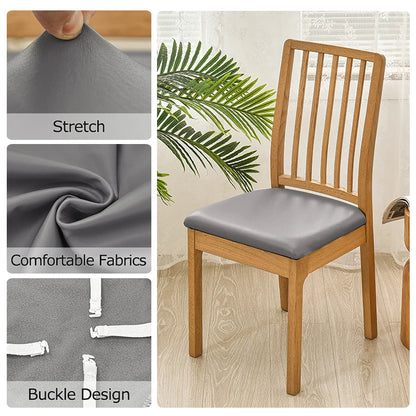 Waterproof PU Leather Square Chair Cushion Cover: Removable Slipcovers for Kitchen & Dining Room Seats