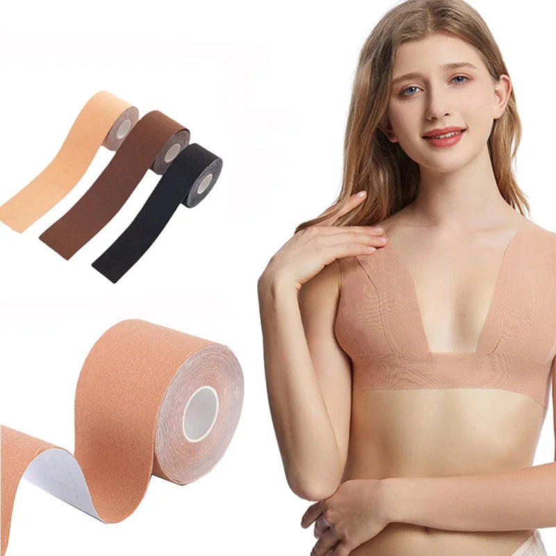 HaleyChan Boob Tape & Breast Lift Adhesive – Invisible Push Up Bra Tape with Nipple Covers for Strapless Support Bralette Style (1pc)