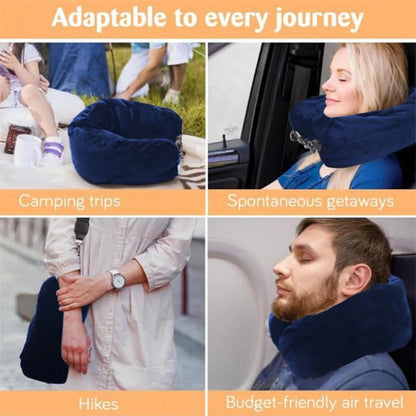 Portable Fillable Neck Pillow - Adjustable Flannel Space-Saving Neck Support for Car, Train & Airplane Travel