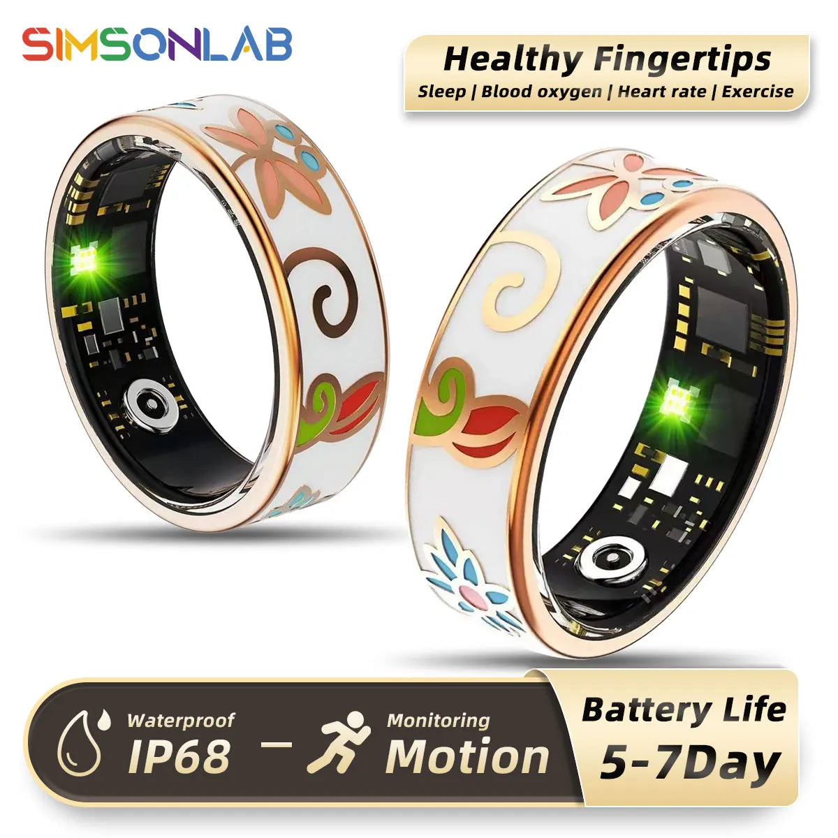 New Smart Ring 5ATM Waterproof – Wireless Call, Heart Rate, Sleep & Blood Oxygen Monitoring Fitness Tracker for Android & iOS (Unisex Gift Smart Health Ring)