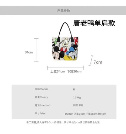 Disney Mickey Canvas Tote Bag – Large Capacity Shoulder Bag for Women & Students, Casual Handbag