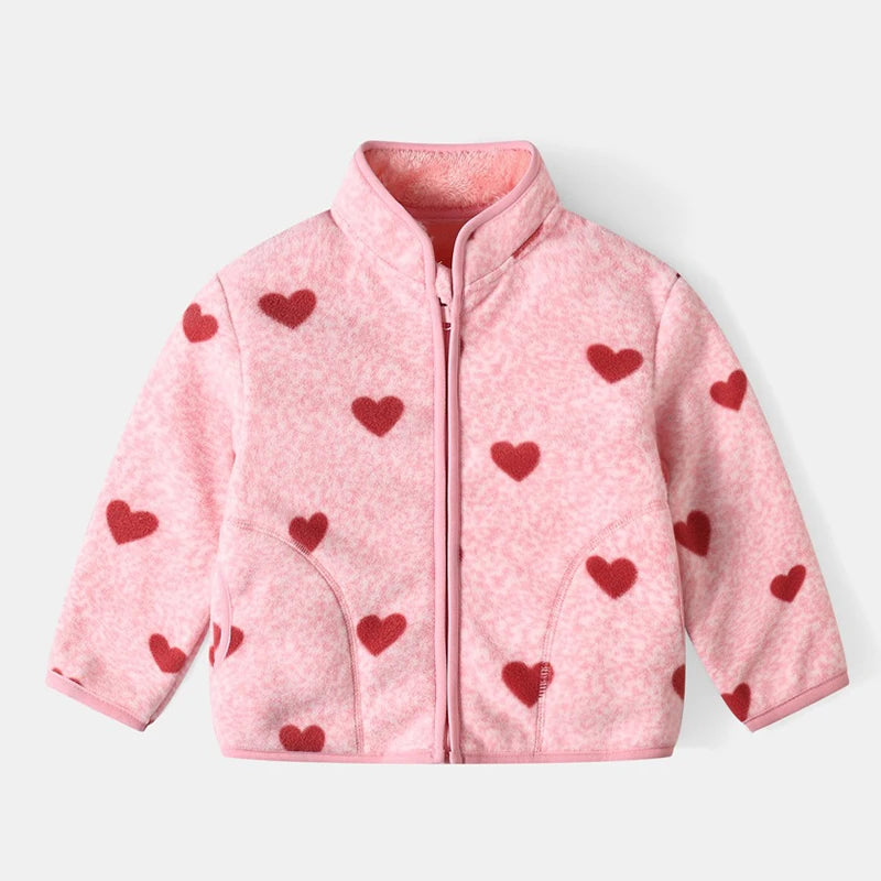 Kids Fleece Windbreaker Jacket - Warm Spring & Autumn Sports Outerwear for Boys & Girls