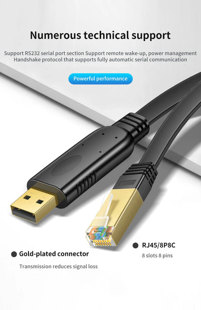 USB to RJ45 Console Cable – RS232 Serial Adapter for Laptop, Computer, Cisco Router, 1.8m & 3m Length Options   2/2