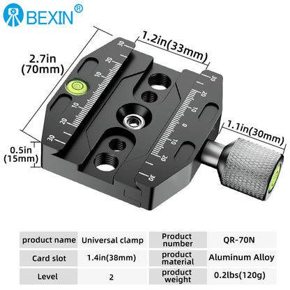 BEXIN Aluminum Arca-Swiss Quick Release Clamp – 50/70/90/110mm Tripod Ball Head Mount for Camera & Monopod Support