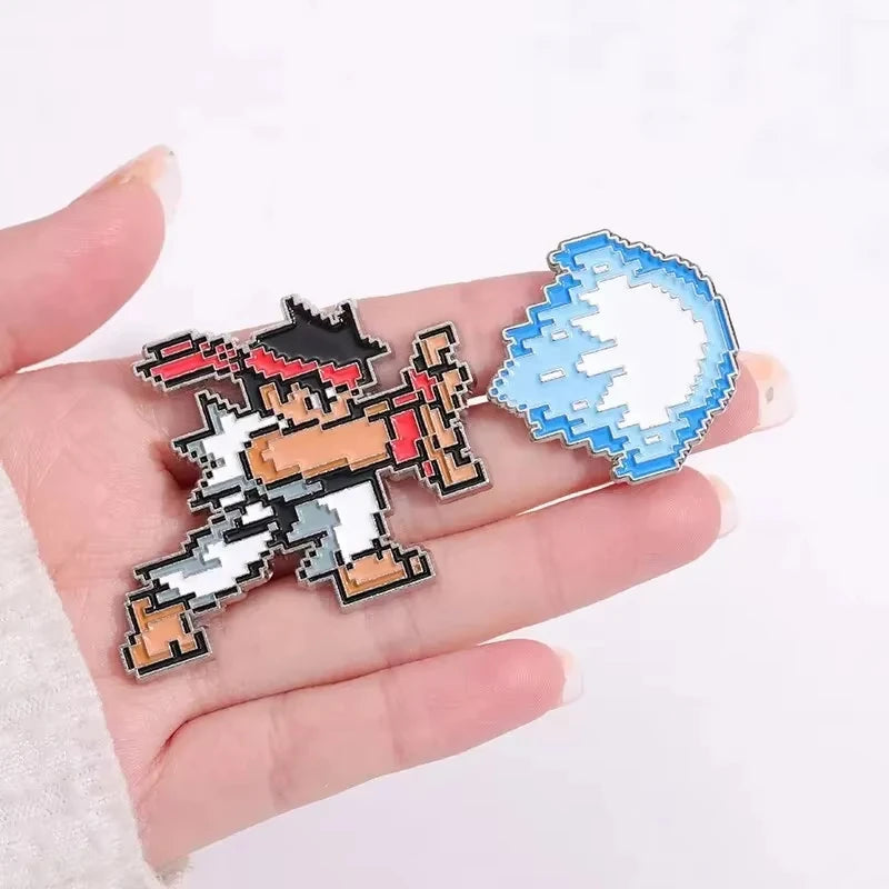Pixel Arcade Game Enamel Pins - Creative Retro Gaming Metal Brooches and Alloy Collectible Accessories for Gifts