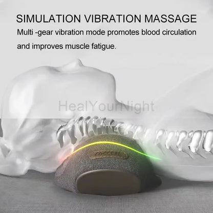 Relax and Rejuvenate: Electric Massager Cervical Pillow with Hot Compress - Vibration Massage for Neck Traction - Memory Foam Neck Guard Pillow for Restful Sleep - Grey
