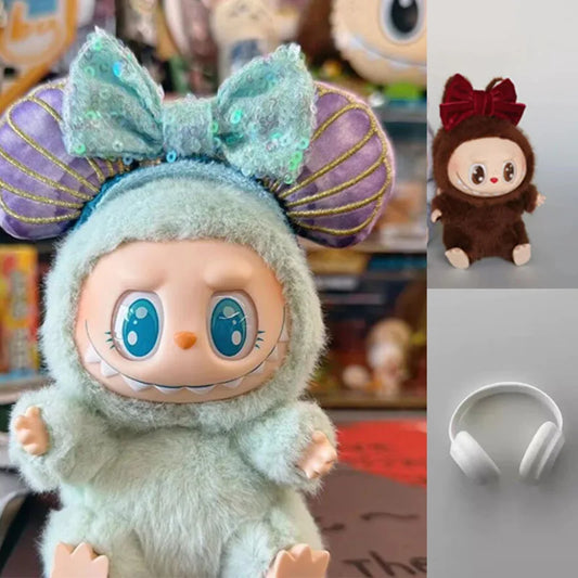 Labubu Sitting Party Plush Headband – Kawaii Hair Band Toy Decoration & Gift with Labubu2 Clothes   1/2