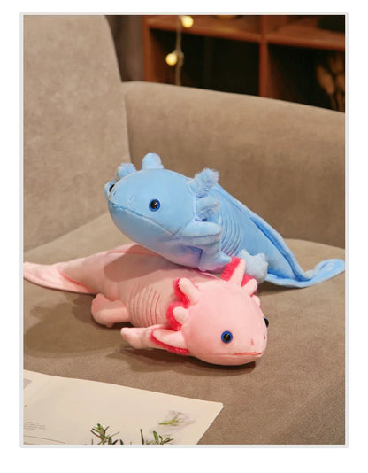 Kawaii Colorful Newt Plush Toy — 23-80cm Cute Axolotl Salamander Stuffed Animal, Fuzzy Long Pillow Cushion for Kids Gift