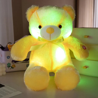 Colorful Glowing Bear Plush Toy – LED Light-Up Teddy Bear, Creative Luminous Stuffed Animal for Kids, Xmas & Birthday Gift
