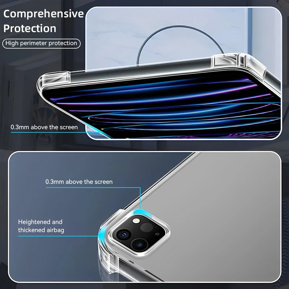 Transparent TPU iPad Case - Flexible Protective Cover for iPad Air, Pro, Mini & 5th–10th Gen Models