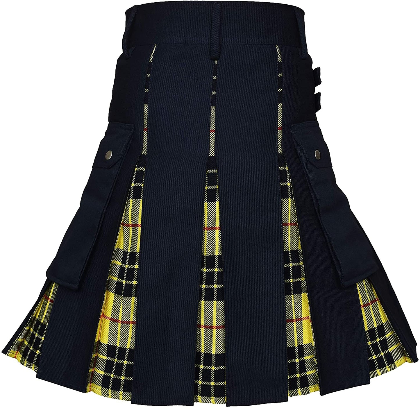 Men's Utility Kilt – 100% Cotton Jeans Hybrid with Modern Box Pleated Tartan, Traditional Design