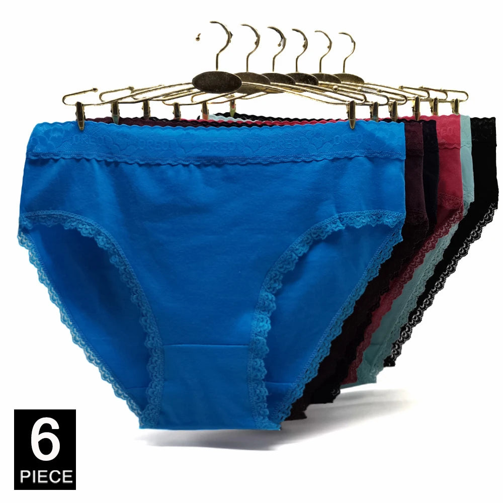 Women’s Cotton Briefs Set - Sexy Print Mid-Rise Plus Size Panties 2XL-4XL Soft Breathable Underwear 6Pcs