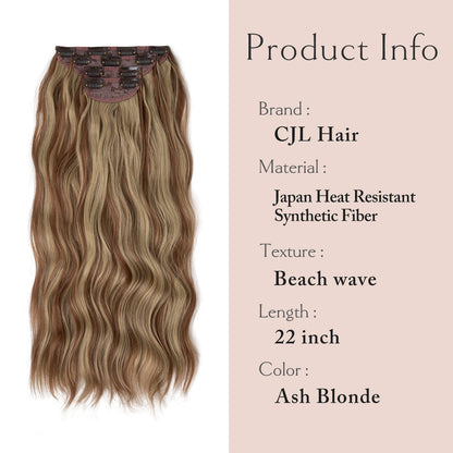 SARLA Synthetic Long Wavy Clip-In Hair Extensions 22" Thick Hairpiece for Women – Brown, Blonde, Black