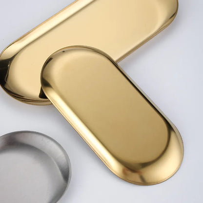 Stainless Steel Gold Dining Plate - Elegant Dessert, Nut, Fruit, and Cake Tray for Snacks and Western Steak Dining