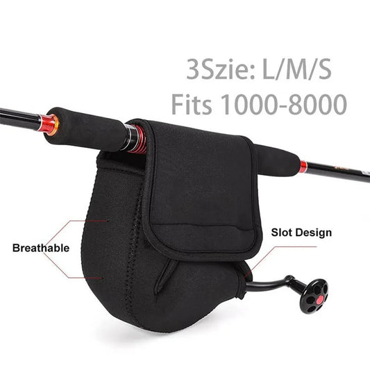Waterproof Neoprene Fishing Reel Cover Bag – S/M/L Spinning Reel Protective Storage Case for Outdoor Fishing Gear Protection