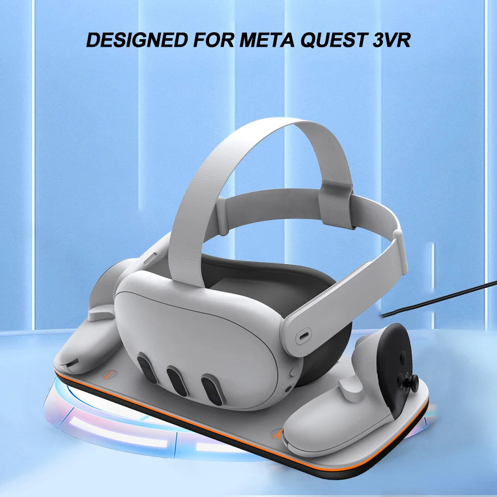 VR Headset Controller Charging Dock for Meta Quest 3 — Cradle with 2 Rechargeable Batteries & USB-C Cable