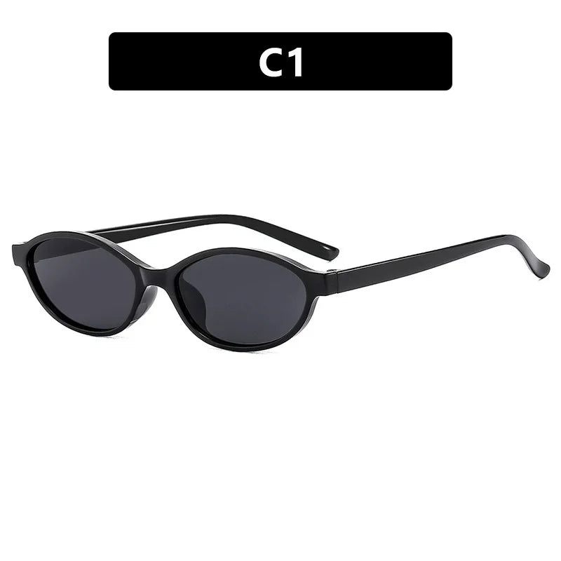 Retro Oval Frame Sunglasses - Trendy Small Cat Eye Punk Style UV Protection Shades