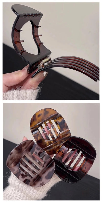 New Korean Acetic Acid Hair Clip – Women's Leopard Spring Spoon Clip, Stylish Hair Accessories & Simple Headpiece