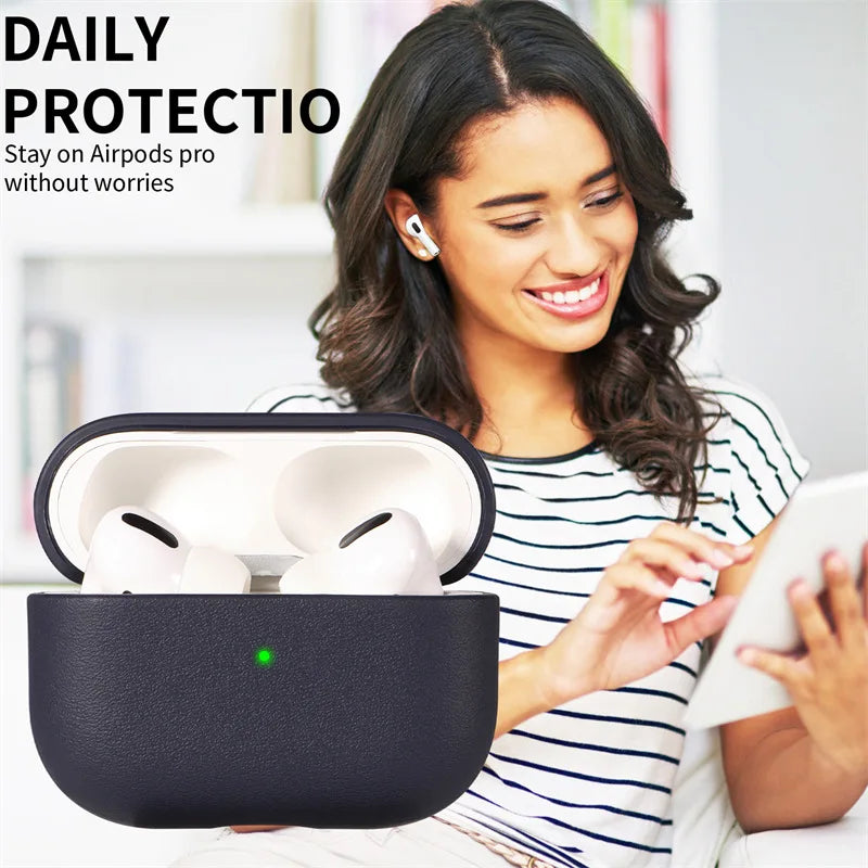 Leather Grain Case for AirPods Pro 2, AirPods 3 & 4 — Protective Cover for Apple Bluetooth Earphones