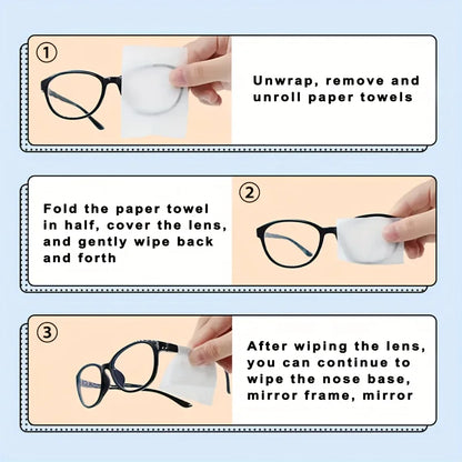 100 Disposable Eyeglass Cleaning Wipes - Individually Wrapped Screen & Lens Cleaning Cloths
