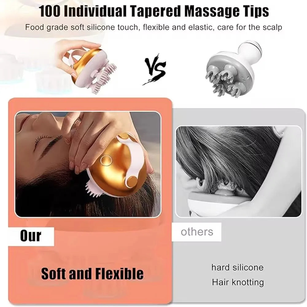 Electric Scalp Massager for Hair Growth – Portable Rechargeable Head Massage & Stress Relief, Waterproof Handheld Scratcher