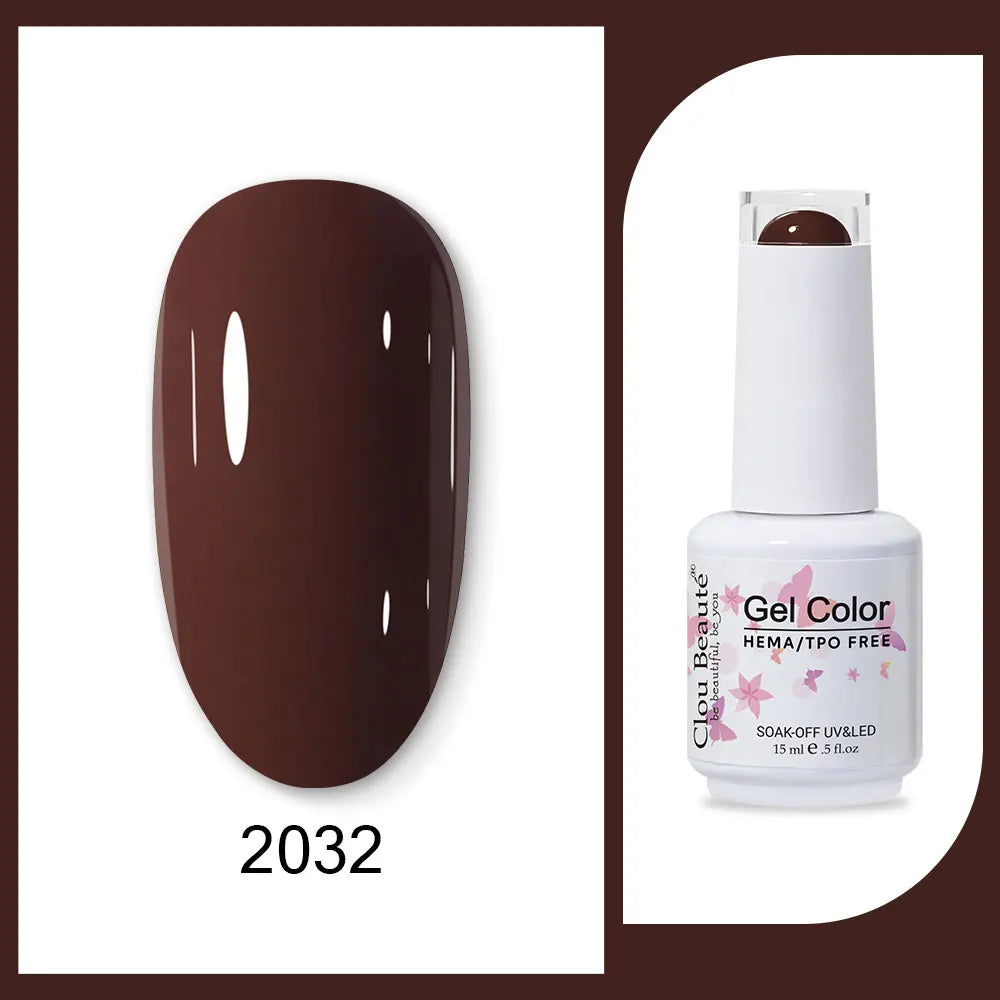 Clou Beaute 15ml Gel Nail Polish Set – Red Black White Green Neon UV Soak-Off Semi-Permanent Nail Varnish Base & Velvet Top Coat