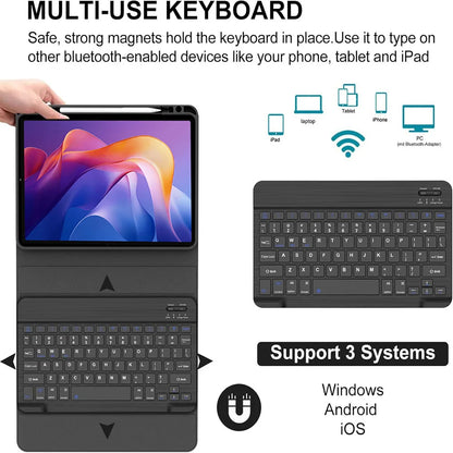 Keyboard Case for Redmi Pad 2 11-inch 2025 — Bluetooth Tablet Case with Pencil Holder for Xiaomi Redmi Pad 2