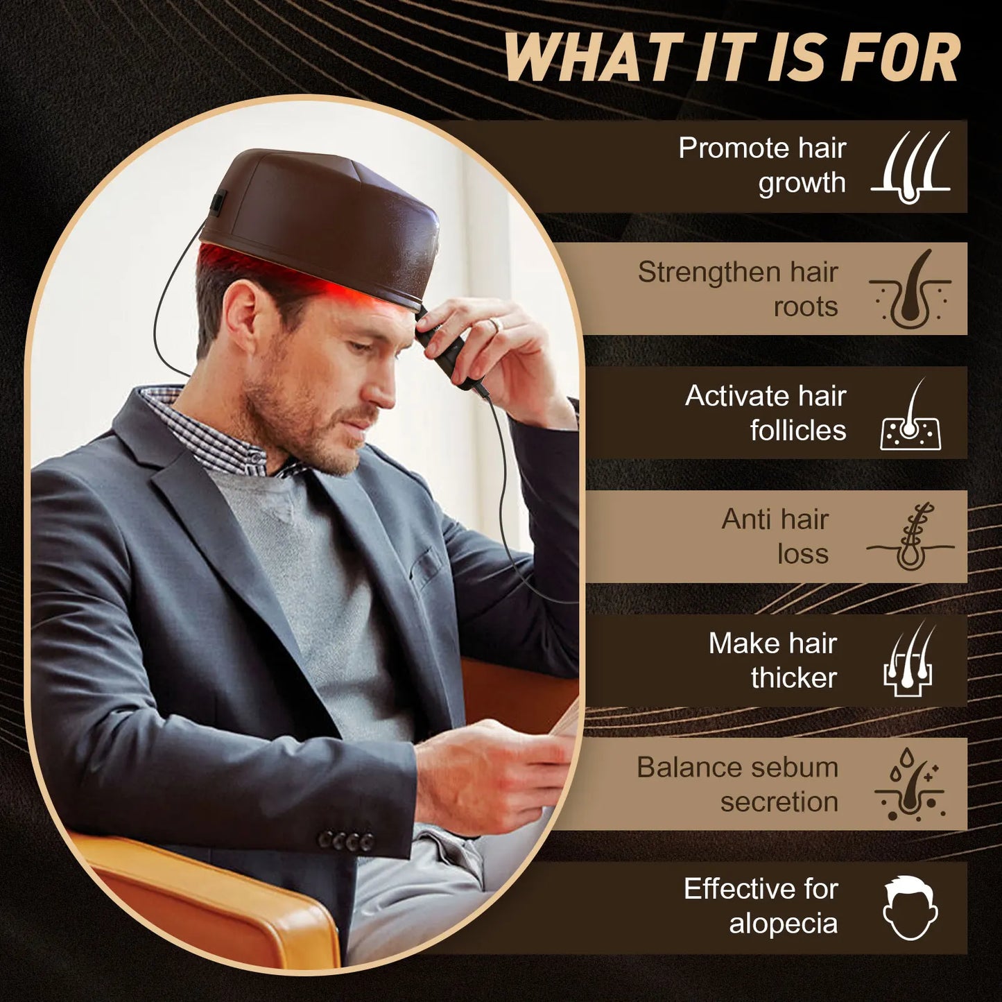 Laser Hair Growth Cap – 96 LED Red Light Therapy 660nm & 850nm for Hair Loss & Scalp Care