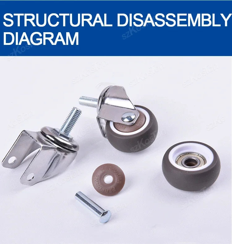 4pcs Soft Rubber Furniture Casters - Quiet Swivel Roller Wheels for Trolleys, Cribs, Beds & Home Use