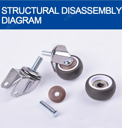 4pcs Soft Rubber Furniture Casters - Quiet Swivel Roller Wheels for Trolleys, Cribs, Beds & Home Use